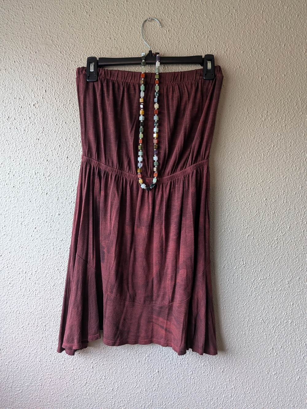Strapless Burgundy Midi Skirt